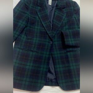 Women's Vintage Green Plaid Blazer